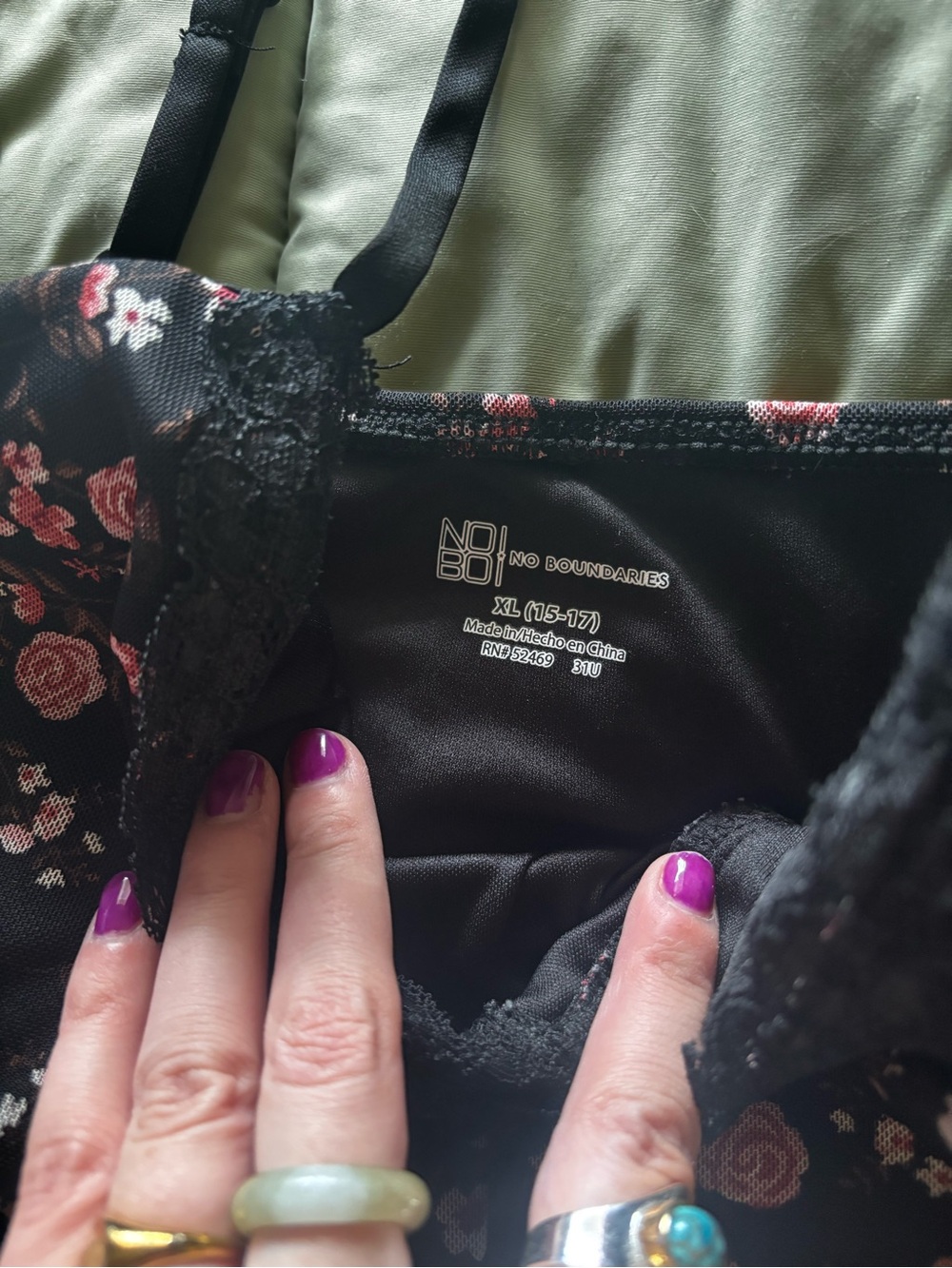 No Boundaries Black Floral Slip Dress with Pink Roses - Picture 2 of 2